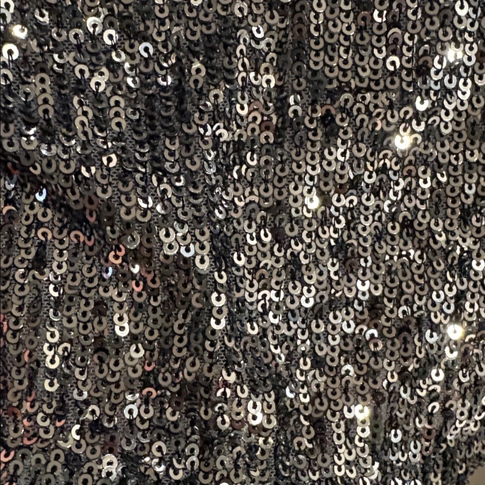 Silver Sequin Halter tank Top stretchy Cable & Gauge holiday evening formal med - Picture 4 of 11